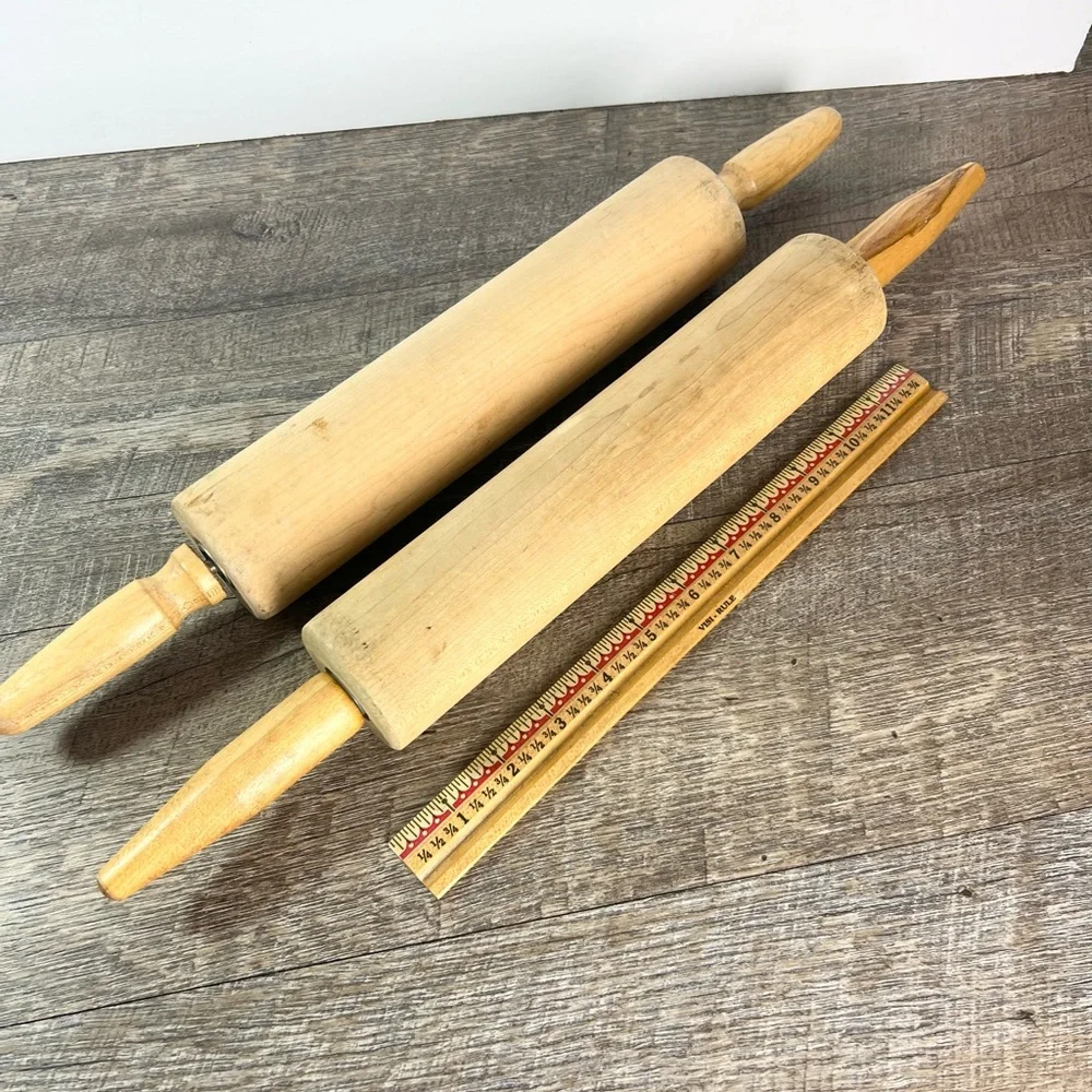 Two Vintage wooden Rolling Pins farmhouse collect‎ decor staging
